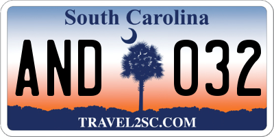 SC license plate AND032