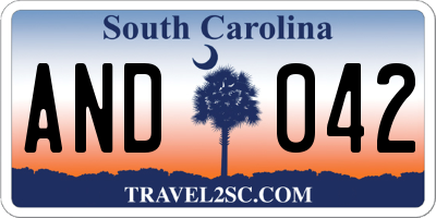 SC license plate AND042