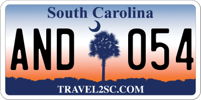 SC license plate AND054