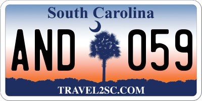SC license plate AND059
