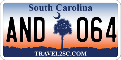 SC license plate AND064