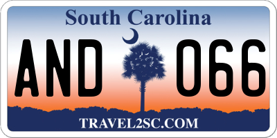 SC license plate AND066