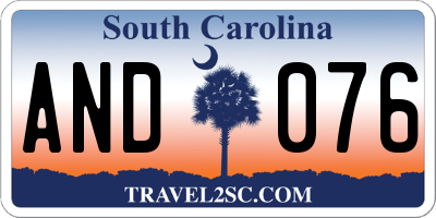 SC license plate AND076