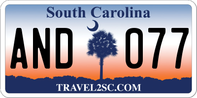 SC license plate AND077