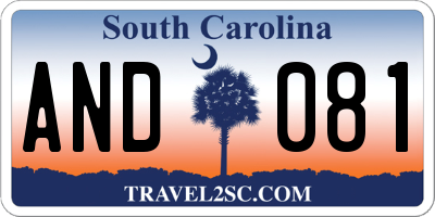 SC license plate AND081