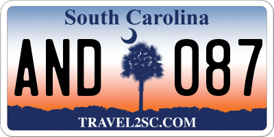 SC license plate AND087