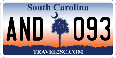 SC license plate AND093