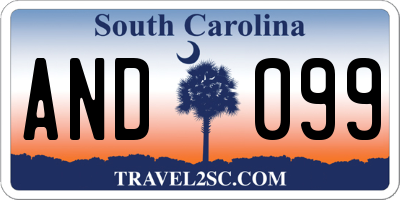 SC license plate AND099
