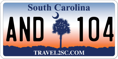 SC license plate AND104