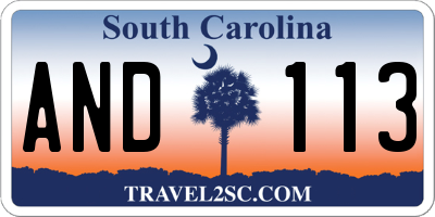 SC license plate AND113