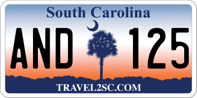 SC license plate AND125