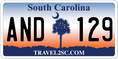 SC license plate AND129