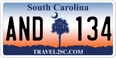 SC license plate AND134