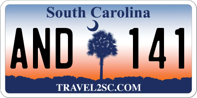 SC license plate AND141
