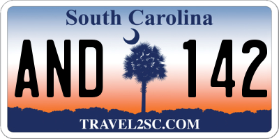 SC license plate AND142
