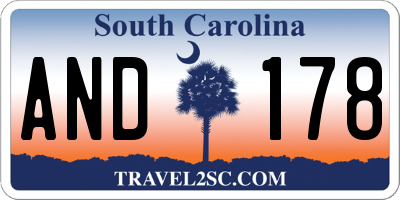 SC license plate AND178