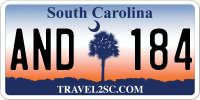 SC license plate AND184