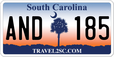SC license plate AND185