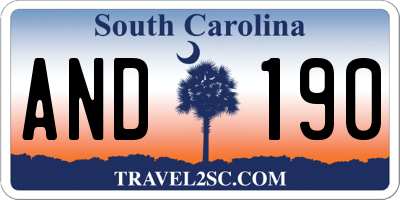 SC license plate AND190