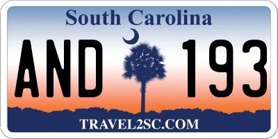 SC license plate AND193