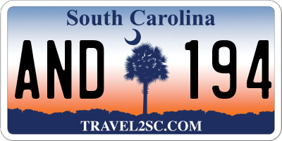 SC license plate AND194