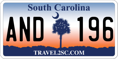 SC license plate AND196
