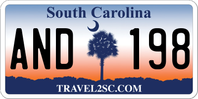 SC license plate AND198