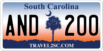 SC license plate AND200