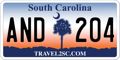 SC license plate AND204