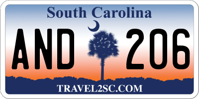 SC license plate AND206