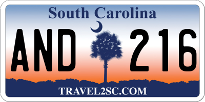 SC license plate AND216