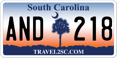 SC license plate AND218