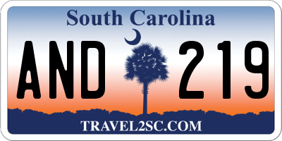 SC license plate AND219