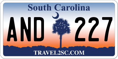SC license plate AND227