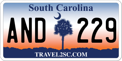 SC license plate AND229