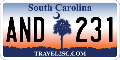 SC license plate AND231