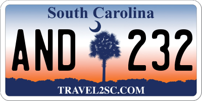 SC license plate AND232