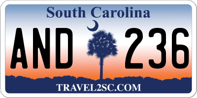 SC license plate AND236