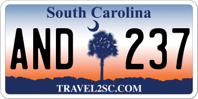 SC license plate AND237