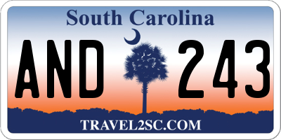 SC license plate AND243