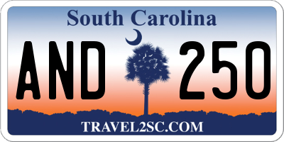 SC license plate AND250