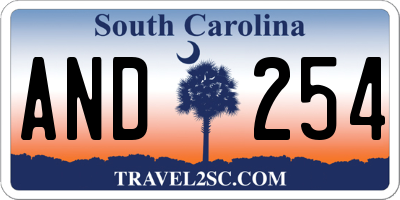SC license plate AND254
