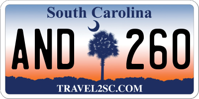 SC license plate AND260