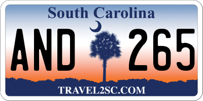 SC license plate AND265