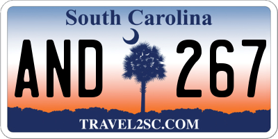SC license plate AND267