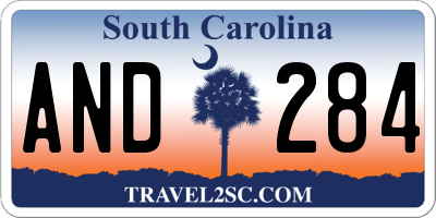 SC license plate AND284