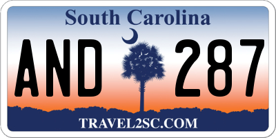 SC license plate AND287