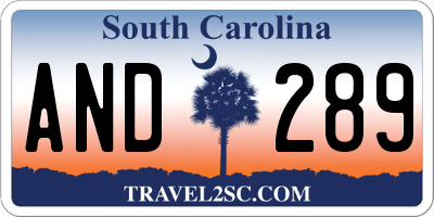 SC license plate AND289