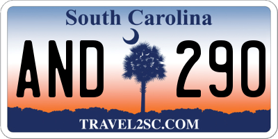 SC license plate AND290