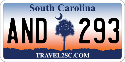 SC license plate AND293
